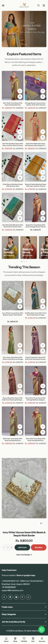 Full mobile view of the Anula Nexus Shopify storefront designed by Crow Ads